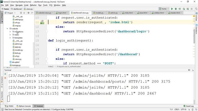 Python Django dashboard Session & authentication смотреть онлайн