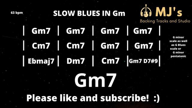 Slow Blues in G minor Backing Track | 63 bpm | Guitar Backing Track смотреть онлайн