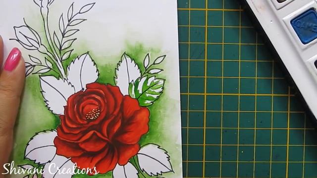 Rose Painting using Water Colors/ How to draw Rose/ Rose Birthday Card смотреть онлайн