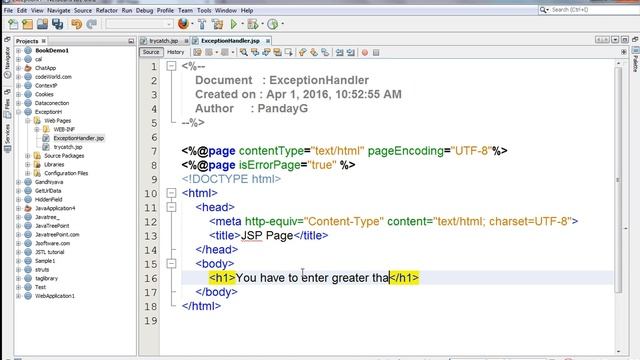 Jsp tutorials in hindi lec 6(2) (exception handling in jsp , exception page in jsp,) смотреть онлайн