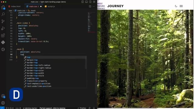 Building a Light and Dark Switchable Website Landing Page with Video Background (HTML, CSS, JS) смотреть онлайн