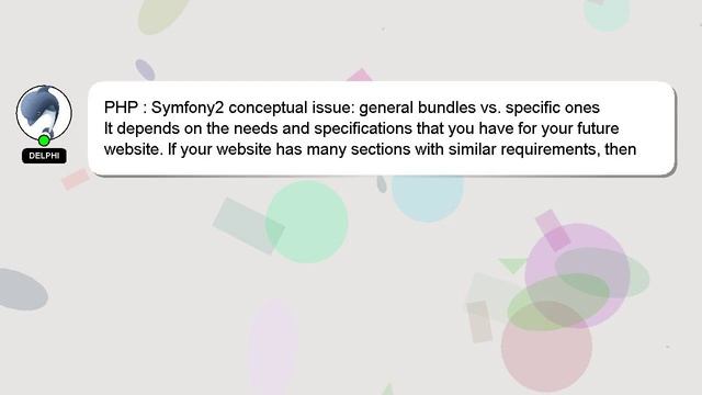 PHP : Symfony2 conceptual issue: general bundles vs. specific ones смотреть онлайн