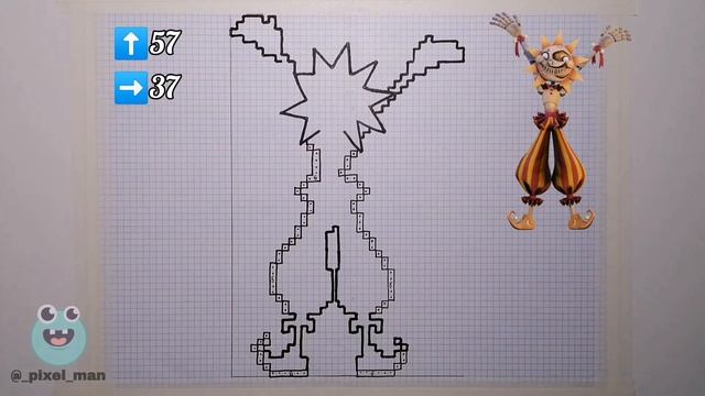 ВОСПИТАТЕЛЬ СОЛНЦЕ | как нарисовать воспитателя солнце по клеточкам | ФНАФ 9 смотреть онлайн