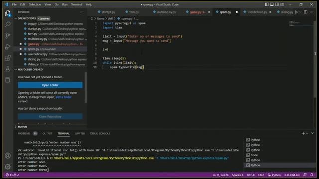 Dump unlimited text within seconds |whatsapp messages using #python #vscode #code смотреть онлайн