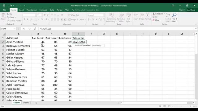 AVERAGE funksiyası/Riyazi funksiyalar 3, Excel dərsləri 10 смотреть онлайн