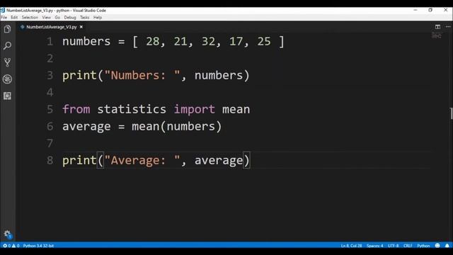 number list average v3 in python ? смотреть онлайн