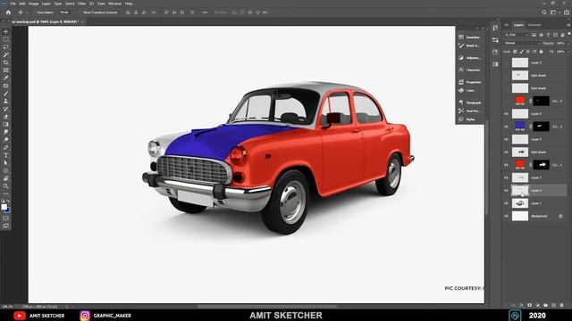 Photoshop Tutorial vintage ambassador car Mockup complete process Using Smart Object смотреть онлайн
