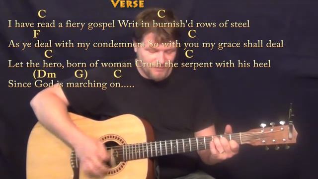 The Battle Hymn of the Republic (Hymn) Strum Guitar Cover Lesson in C with Chords/Lyrics смотреть онлайн