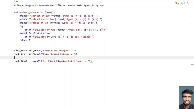 Write a Program to Demonstrate Different Number Data Types in Python смотреть онлайн