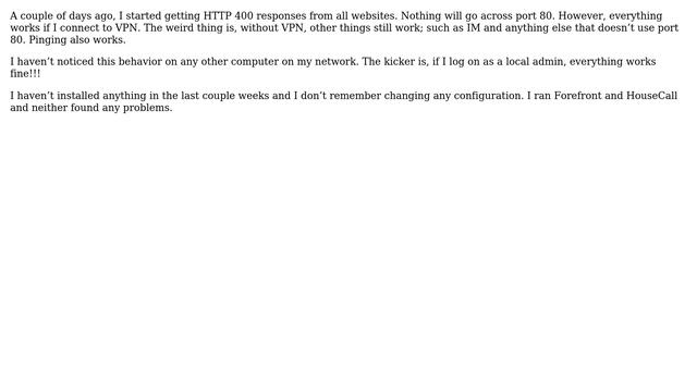 HTTP 400 error for all websites смотреть онлайн