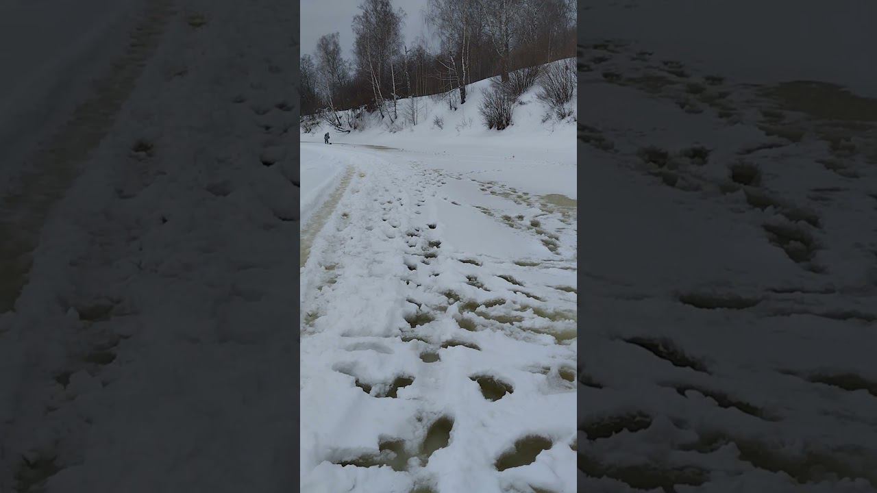 Зимняя рыбалка на малой реке.Рыбалка на жерлицы. #рыбалка #fishing #shortvideo #природа смотреть онлайн
