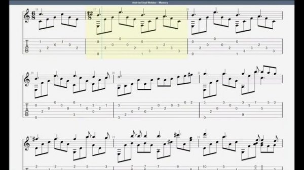 Andrew Lloyd Webber - Memory  (Guitar Tabs)