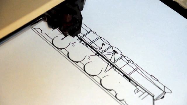HP 7475A pen plotter drawing a Czech 475.1 series locomotive смотреть онлайн