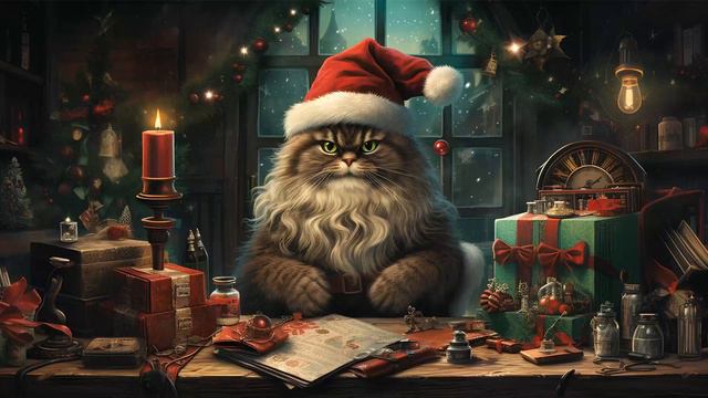 Christmas Cat, Christmas Moving Art, Christmas Live Wallpaper, Christmas Frame Tv Art