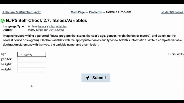 Java Practice-it | Primitive Data and Definite Loops | Self-Check 2.7: fitnessVariables смотреть онлайн