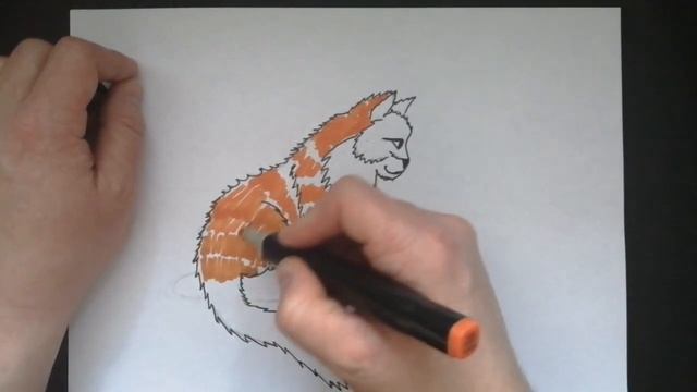 Как нарисовать рыжую кошку. Домашнего питомца. смотреть онлайн