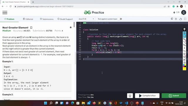 Next Greater Element on the right in an array | Stacks | JAVA смотреть онлайн