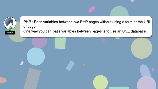 PHP : Pass variables between two PHP pages without using a form or the URL of page смотреть онлайн