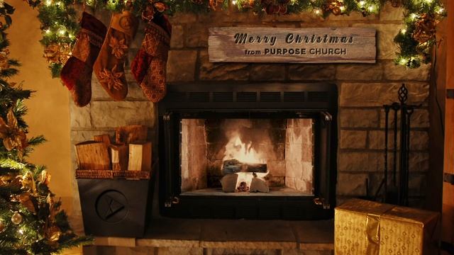 Christmas With Purpose Fireplace | Yule Log (with music version) смотреть онлайн