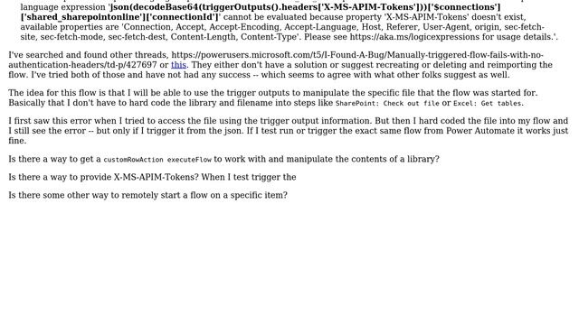 Sharepoint: Missing X-MS-APIM-Tokens in Flow started by JSON formatting in listview смотреть онлайн