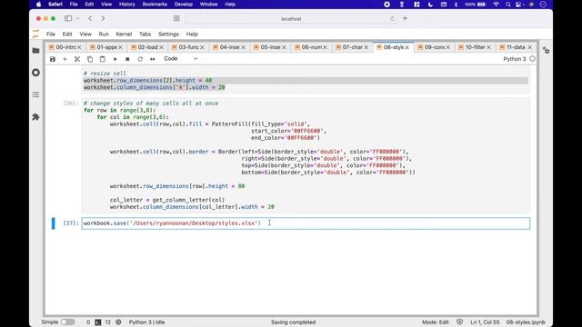Python openpyxl Font & Cell Format Styles смотреть онлайн