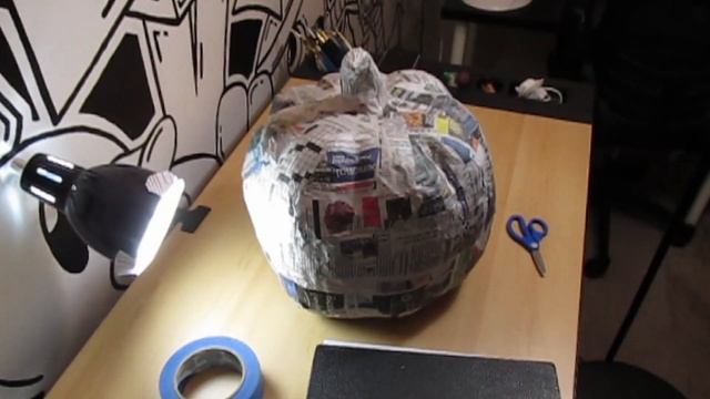 Making My Paper Mache Pumpkin Head!