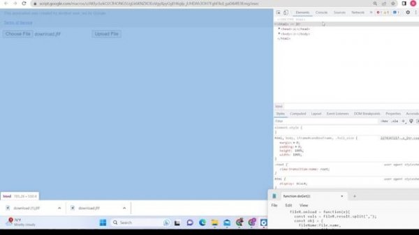 Google Apps Script to Upload File to Google Drive Folder in Browser Using HTML & Javascript Web App