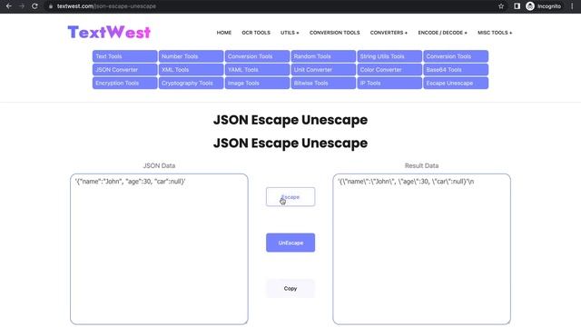 JSON Escape Unescape смотреть онлайн