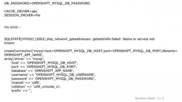 MySQL : SQLSTATE[HY000] [2002] php_network_getaddresses: getaddrinfo failed: Name or service not kn