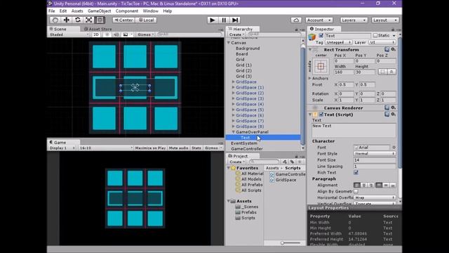 Unity Tic Tac Toe Lesson 07: Game Over Text смотреть онлайн