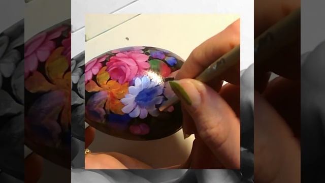 Пасхальные яйцо в Жостовской росписи. Kulikova.pro смотреть онлайн