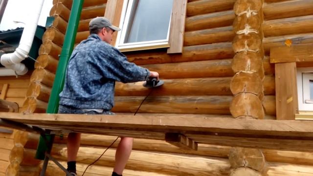 Шлифовка сруба болгаркой чашечной щеткой Абажур +79505999959 Viber WhatsApp смотреть онлайн