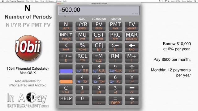 Financial Calculator - N Number Of Periods - 10bii Mac OS X