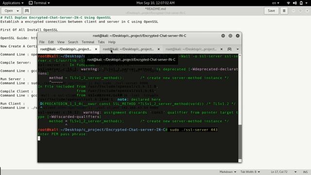 Full Duplex Encrypted Chat Server in C programming Using OpenSSSL смотреть онлайн