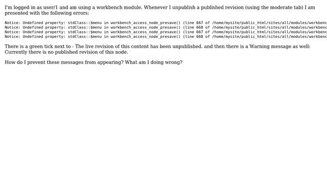 Drupal: Undefined property: stdClass::$menu in workbench_access_node_presave() смотреть онлайн