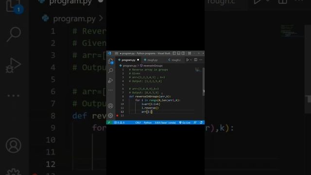 Reverse array in groups in #python смотреть онлайн