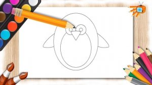 Учимся рисовать пингвина Уроки рисования для детей