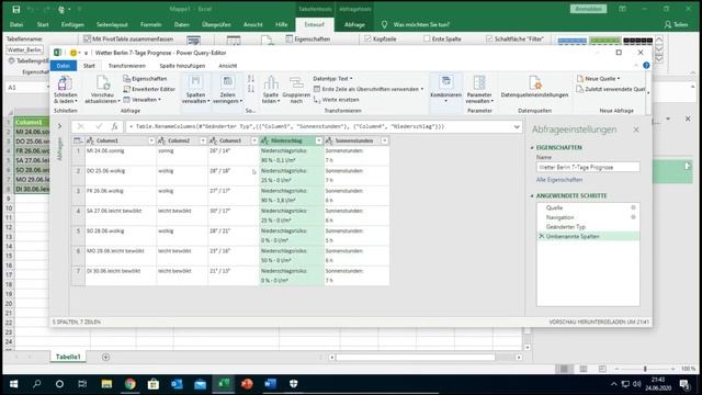 Microsoft Excel - Wetterdaten aus Web in Power Query importieren смотреть онлайн