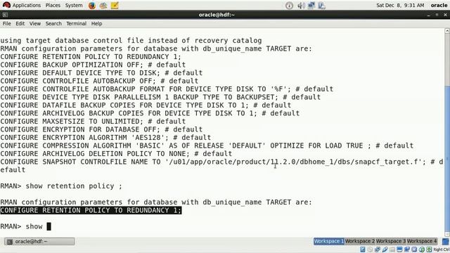 RMAN Defaults Retention Policy смотреть онлайн