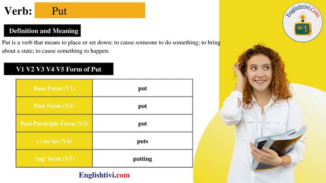 Put V1 V2 V3 V4 V5 Base Form, Past Simple, Past Participle Form of Put | Englishtivi.com смотреть онлайн