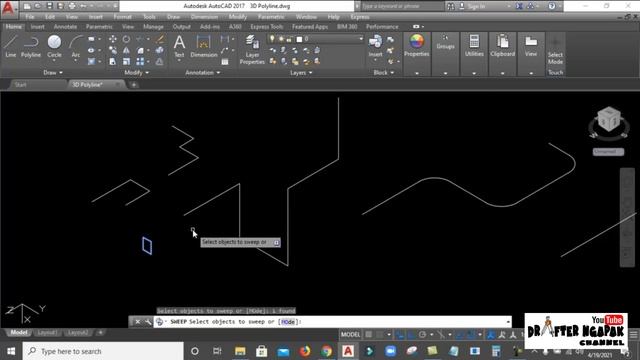 Cara Menggunakan 3DPolyline di Autocad ( 3DPolyline vs Polyline ) смотреть онлайн