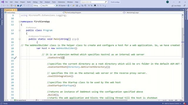 Part#5 - ASP DOT NET CORE TUTORIAL - PROGRAM CS FILE IN ASP DOT NET CORE APPLICATION смотреть онлайн