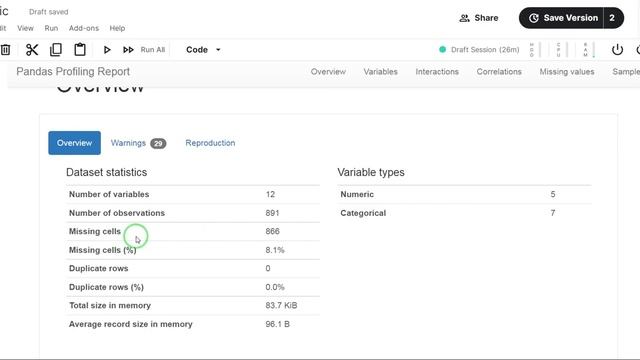 Pandas profiling report смотреть онлайн