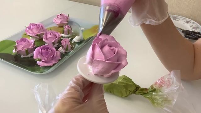 РОЗЫ чайные из БЕЛКОВОГО КРЕМА! Как украсить торт розами из БЗК! Cake Decorating Ideas!Красивый тор смотреть онлайн
