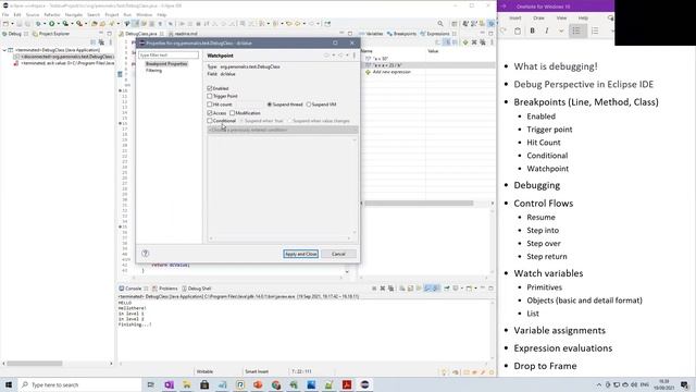 Debugging in Eclipse - watchpoint смотреть онлайн