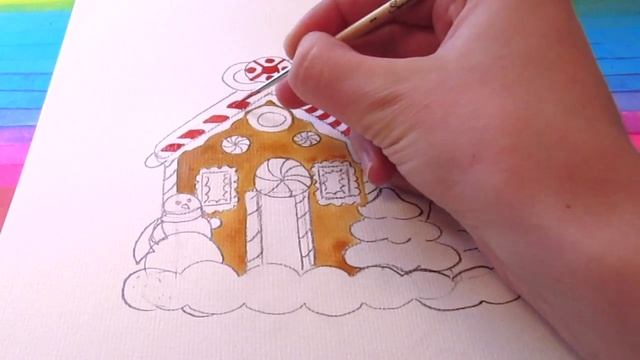 Как нарисовать ПРЯНИЧНЫЙ ДОМИК на Новый Год! How To Draw Gingerbread House смотреть онлайн