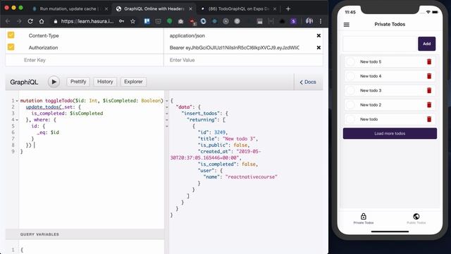 Update todos mutation | GraphQL React Native Apollo Tutorial (11/22) смотреть онлайн