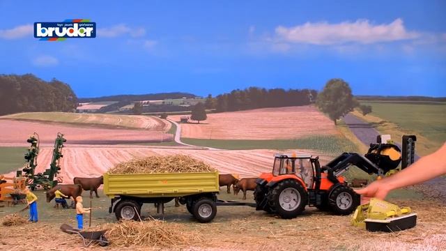 Bruder 02-203 Прицеп Fliegl с тремя вариантами наклона кузова и съемным верхом смотреть онлайн