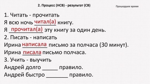 Глаголы НСВ и СВ. 1 часть. Упражнения. смотреть онлайн