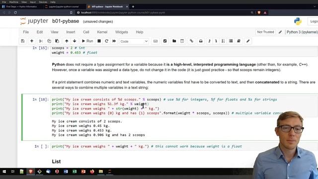 Learn to walk in Python and understand its data types смотреть онлайн
